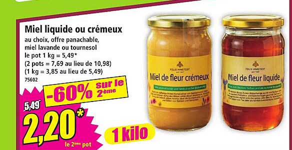 Miel liquide ou crémeux