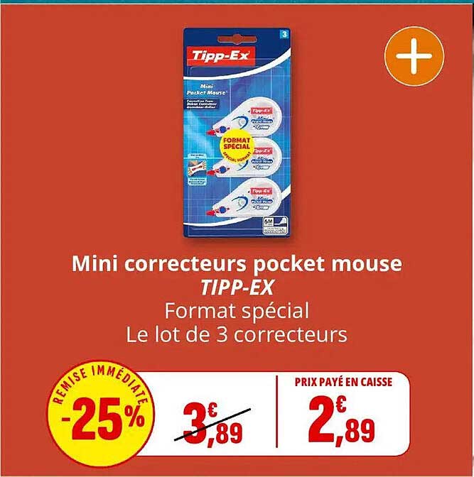 Mini correcteurs pocket mouse TIPP-EX Format spécial Le lot de 3 correcteurs