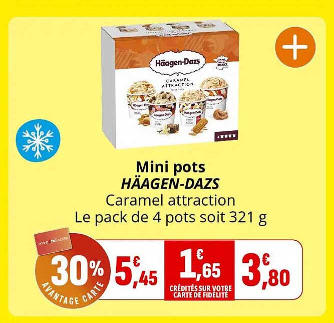 Mini pots HÄAGEN-DAZS Caramel attraction Le pack de 4 pots soit 321 g