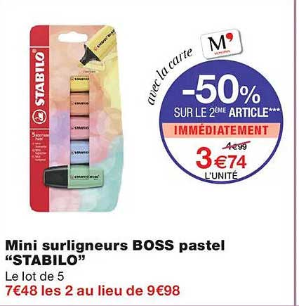 Mini surligneurs BOSS pastel “STABILO”