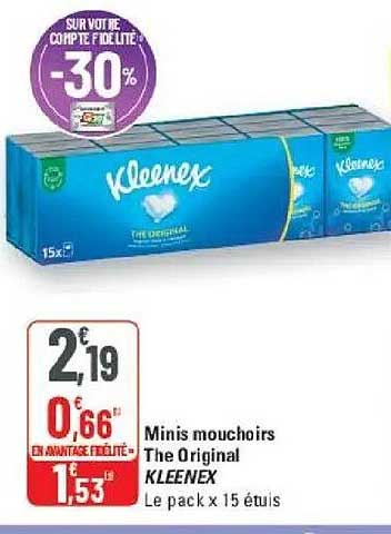 Minis mouchoirs The Original KLEENEX Le pack x 15 étuis