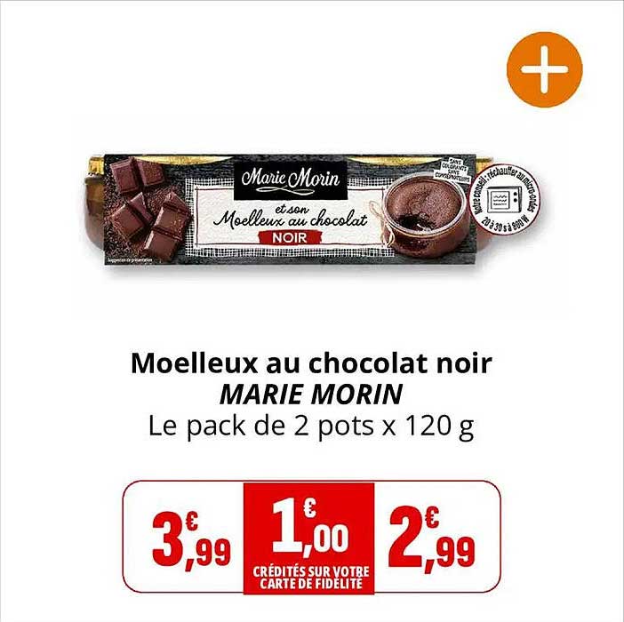 Moelleux au chocolat noir MARIE MORIN Le pack de 2 pots x 120 g