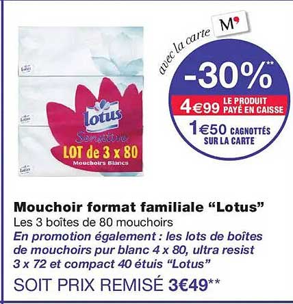 Mouchoir format familiale “Lotus”
