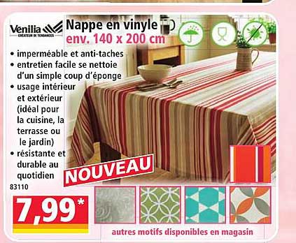 Nappe en vinyle env. 140 x 200 cm