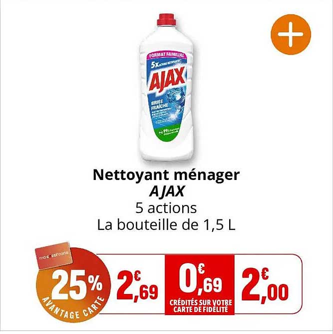Nettoyant ménager AJAX 5 actions La bouteille de 1,5 L