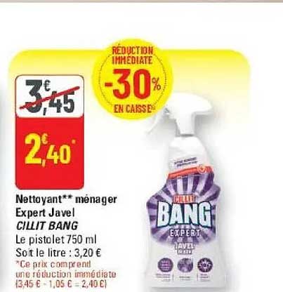 Nettoyant** ménager Expert Javel CILIT BANG Le pistolet 750 ml