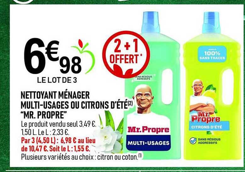 NETTOYANT MÉNAGER MULTI-USAGES OU CITRONS D’ÉTÉ “MR. PROPRE”