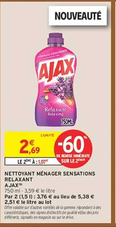 NETTOYANT MÉNAGER SENSATIONS RELAXANT AJAX 750 ml