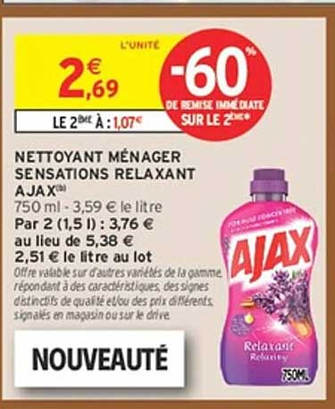 NETTOYANT MÉNAGER SENSATIONS RELAXANT AJAX