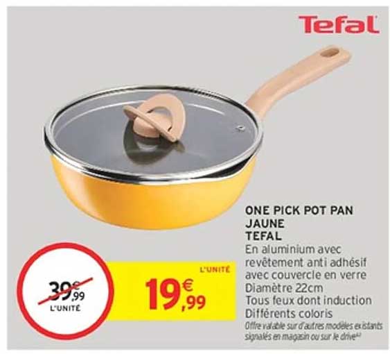 ONE PICK POT PAN JAUNE TEFAL
