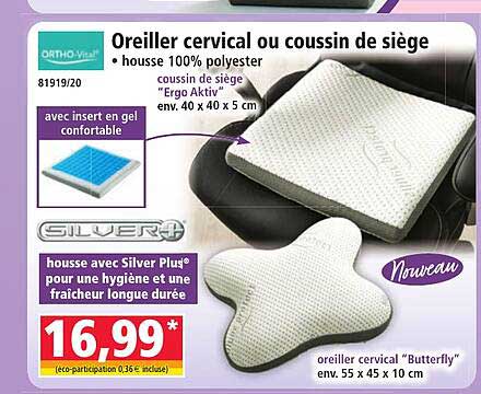 Oreiller cervical ou coussin de siège