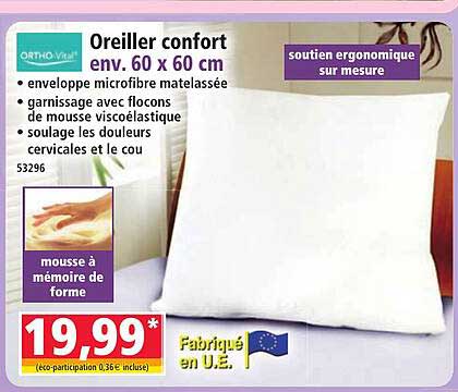Oreiller confort env. 60 x 60 cm