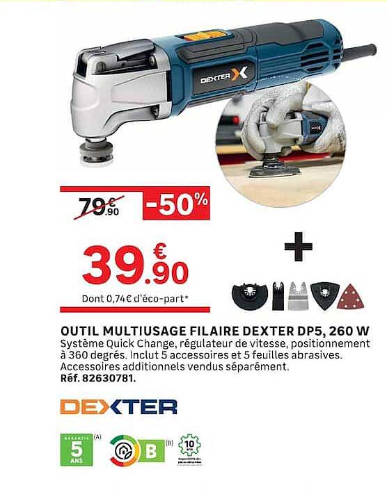 OUTIL MULTIUSAGE FILAIRE DEXTER DP5, 260 W