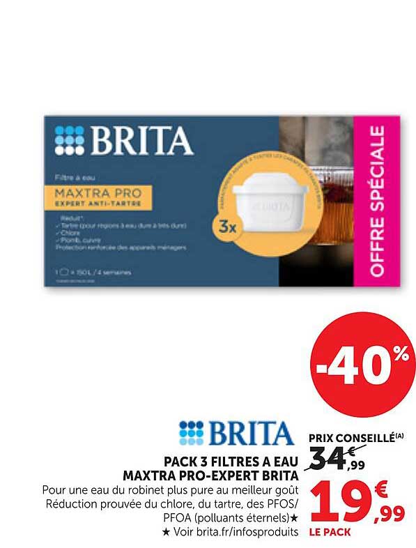 PACK 3 FILTRES A EAU MAXTRA PRO-EXPERT BRITA