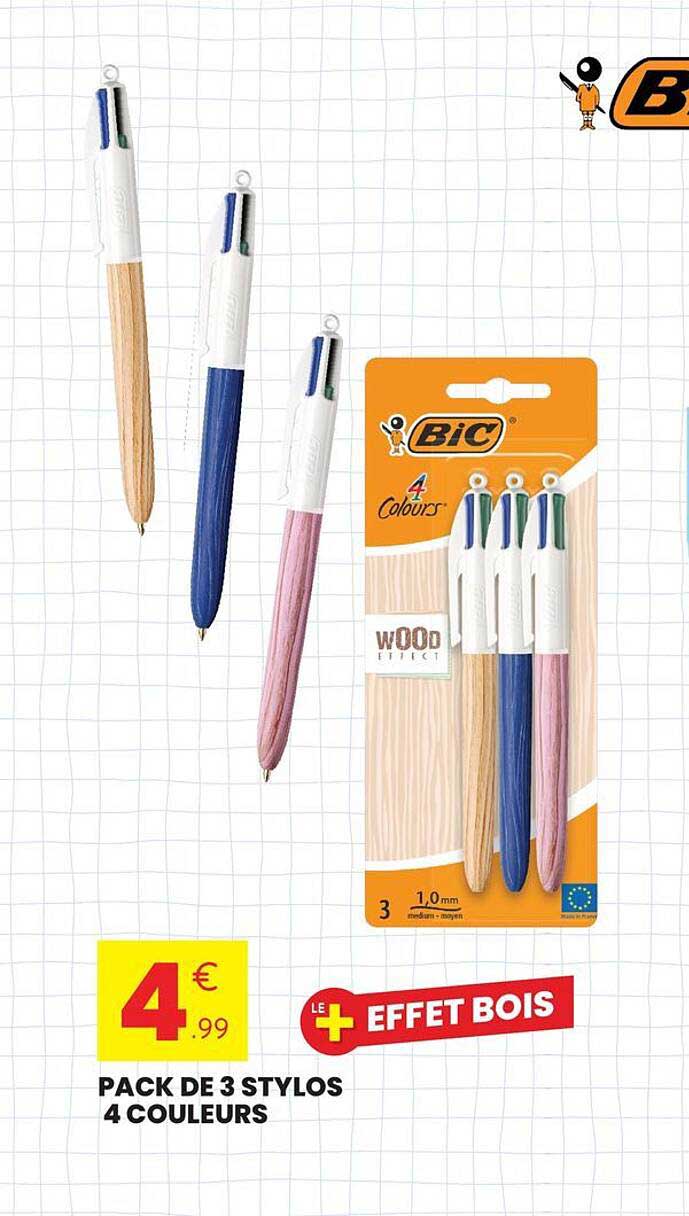 PACK DE 3 STYLOS 4 COULEURS