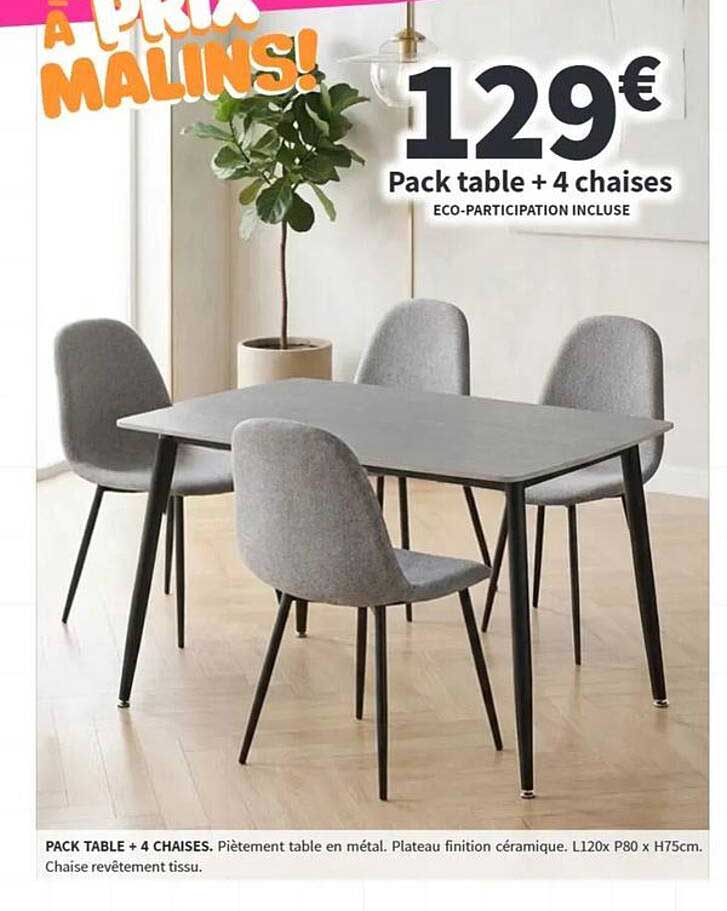 PACK TABLE + 4 CHAISES