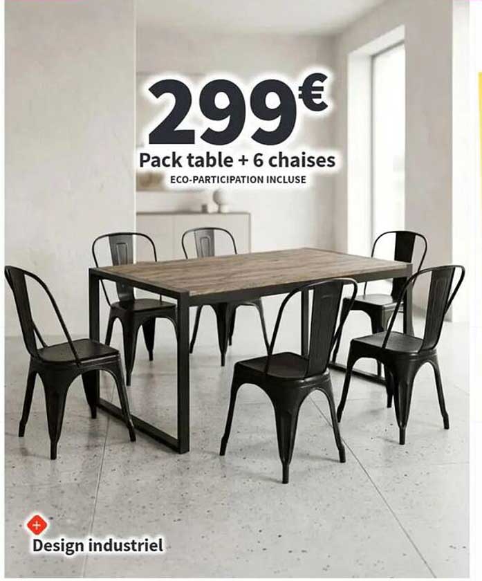Pack table + 6 chaises