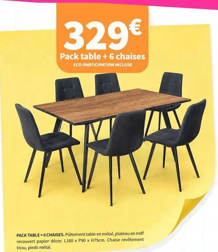 Pack table + 6 chaises