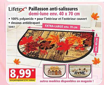 Paillasson anti-salissures demi-lune env. 40 x 70 cm