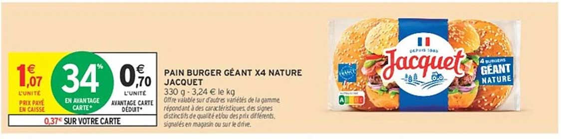 PAIN BURGER GÉANT X4 NATURE JACQUET