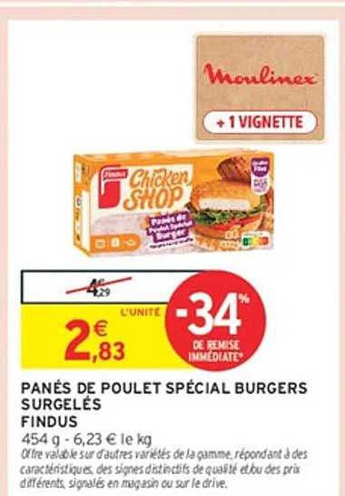 PANÉS DE POULET SPÉCIAL BURGERS SURGELÉS FINDUS