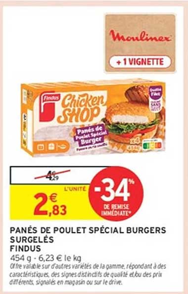 PANÉS DE POULET SPÉCIAL BURGERS SURGELÉS FINDUS