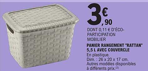 PANIER RANGEMENT "RATTAN" 5,5 L AVEC COUVERCLE