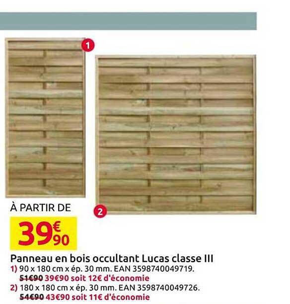 Panneau en bois occultant Lucas classe III