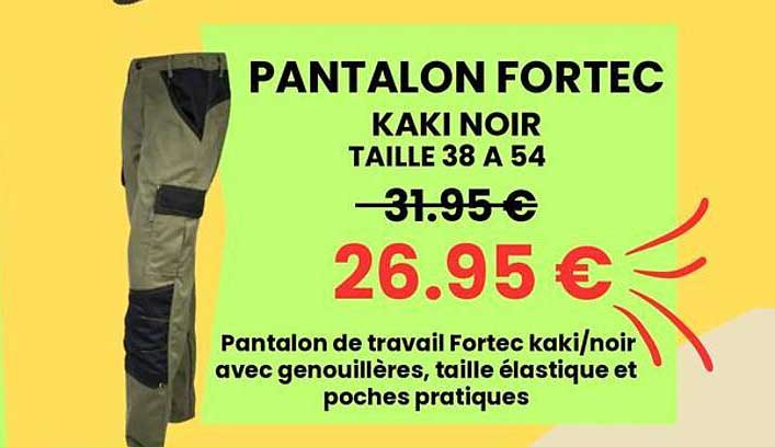PANTALON FORTEC KAKI NOIR TAILLE 38 A 54