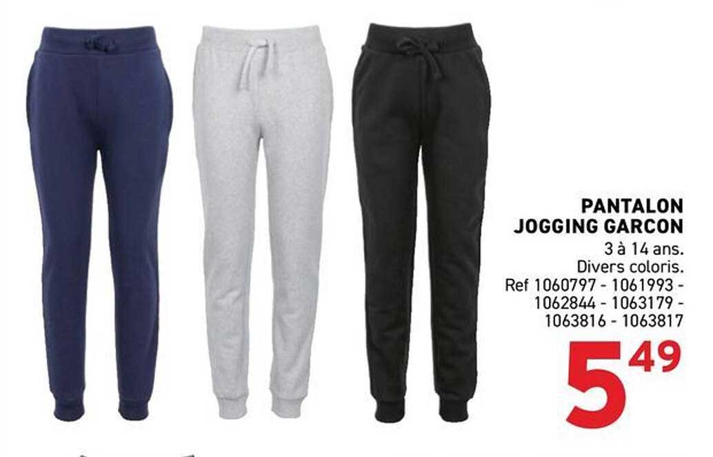 PANTALON JOGGING GARCON 3 à 14 ans. Divers coloris.