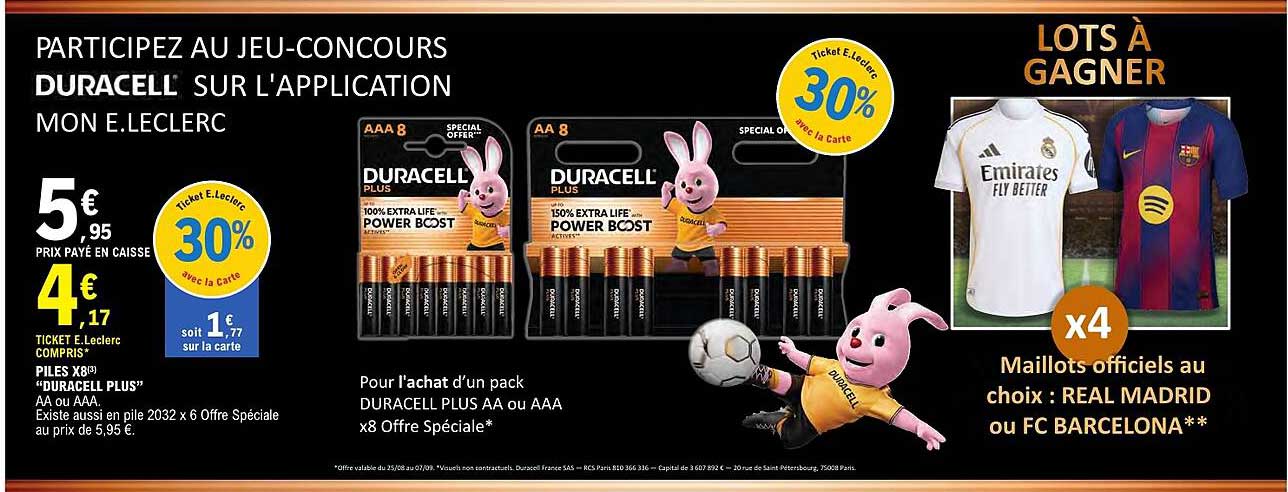 PARTICIPEZ AU JEU-CONCOURS DURACELL SUR L'APPLICATION MON E.LECLERC