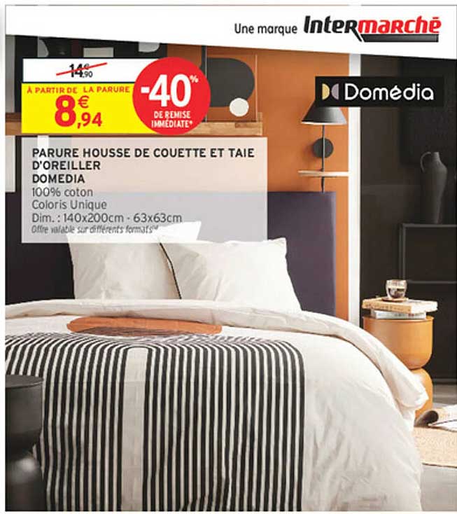 PARURE HOUSSE DE COUETTE ET TAIE D’OREILLER DOMEDIA