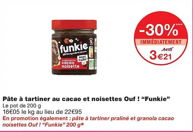 Pâte à tartiner au cacao et noisettes Ouf ! “Funkie”