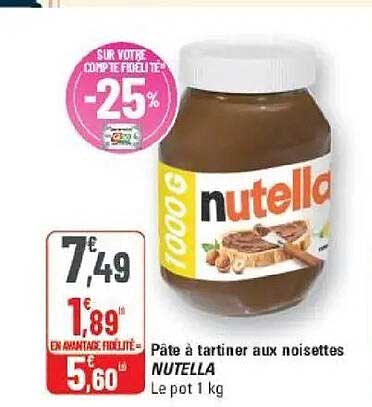 Pâte à tartiner aux noisettes NUTELLA Le pot 1 kg