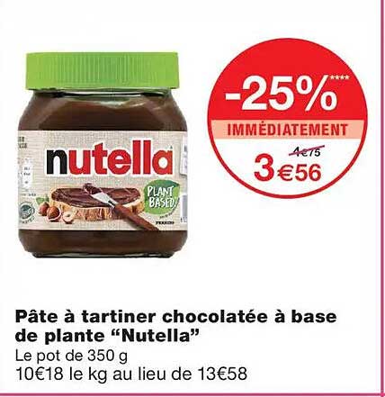 Pâte à tartiner chocolatée à base de plante “Nutella”