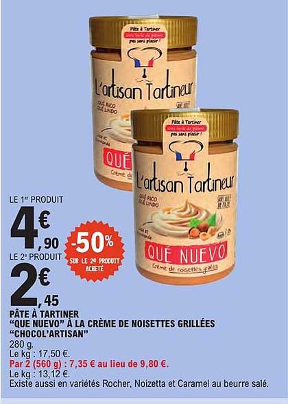 PÂTE À TARTINER “QUE NUEVO” À LA CRÈME DE NOISETTES GRILLÉES “CHOCOLAT’ARTISAN”