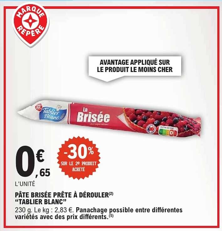 PÂTE BRISÉE PRÊTE À DÉROULER "TABLIER BLANC"