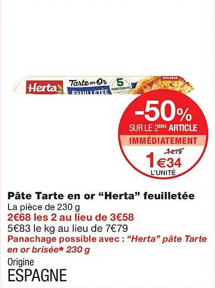 Pâte Tarte en or “Herta” feuilletée