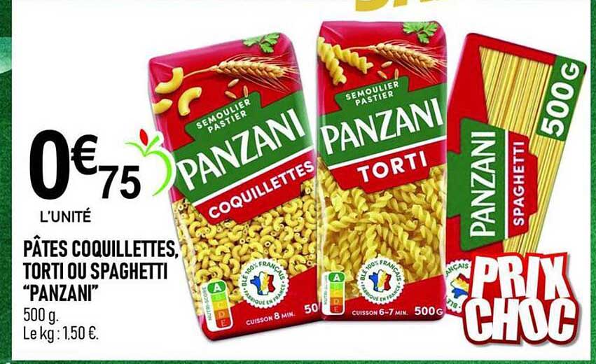 PÂTES COQUILLETTES, TORTI OU SPAGHETTI "PANZANI"