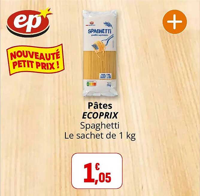 Pâtes ECOPRIX Spaghetti Le sachet de 1 kg