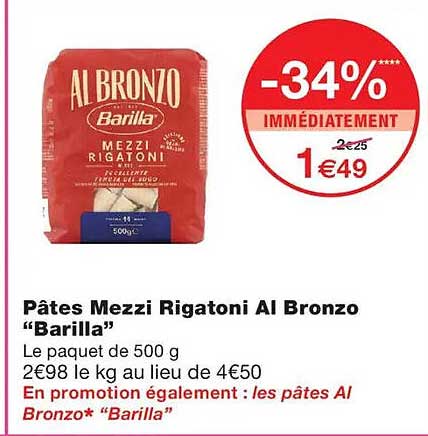 Pâtes Mezzi Rigatoni Al Bronzo “Barilla”