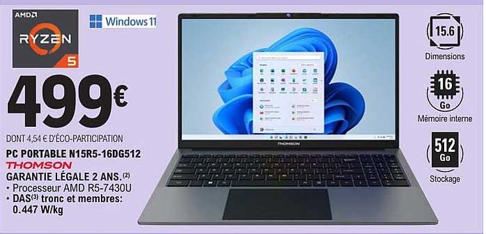 PC PORTABLE 15R5-16DG512 THOMSON