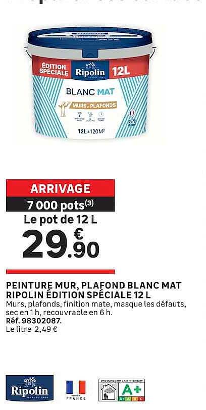 PEINTURE MUR, PLAFOND BLANC MAT RIPOLIN EDITION SPECIALE 12 L