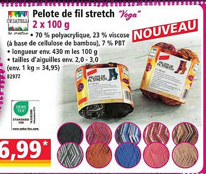 Pelote de fil stretch “Yoga” 2 x 100 g