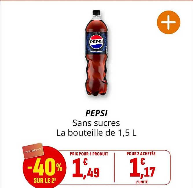 PEPSI Sans sucres La bouteille de 1,5 L