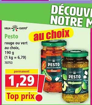 Pesto rouge ou vert au choix, 190 g