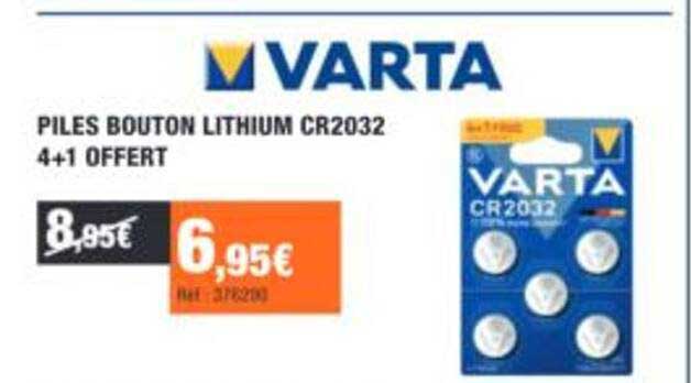 PILES BOUTON LITHIUM CR2032 4+1 OFFERT
