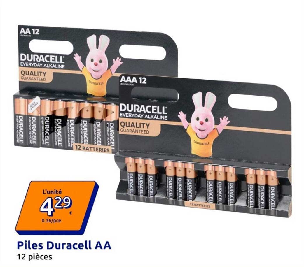 Piles Duracell AA 12 pièces