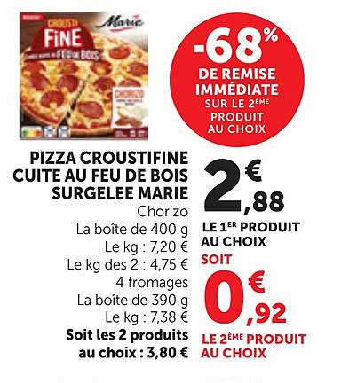PIZZA CROUSTIFINE CUITE AU FEU DE BOIS SURGELÉE MARIE