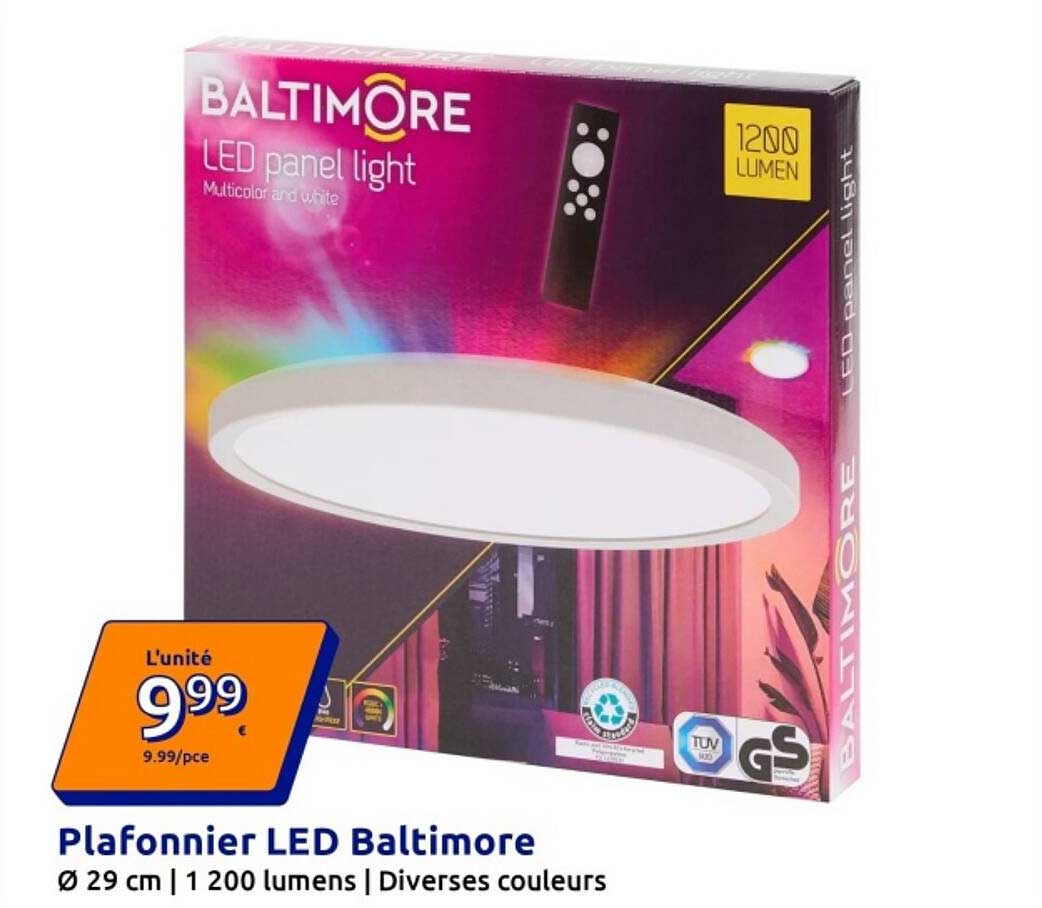Plafonnier LED Baltimore Ø 29 cm | 1 200 lumens | Diverses couleurs